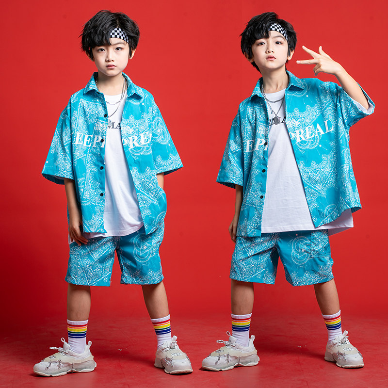 Six-1Child Street Dance Kit Boy Summer Loose Shirt Hiphop Boy Girl Hip Hop Jazz Dance Costume