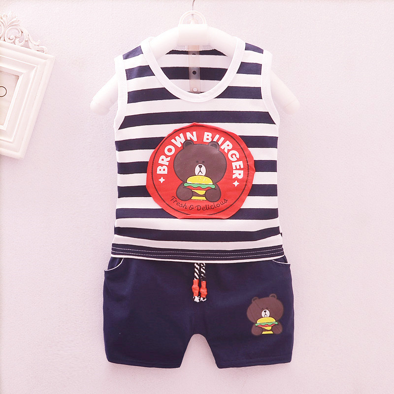 Chàng trai phù hợp với mùa hè vest bộ với quần short đẹp trai sling không khí 2 bé không tay bé bông 1-3 tuổi bé thủy triều.