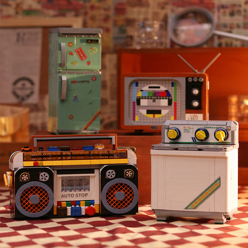 Zhegao Retro Building Block Toys, Educational Small Particles, High Difficulty, Boys and Girls Series, Nostalgic Electrical Appliances, Assembled Radio