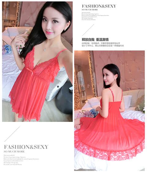 Nữ mùa hè đồ ngủ gợi cảm đồ lót gợi cảm cực quyến rũ sling ren mỏng phần phối cảnh thời trang Sao XL váy ngủ đồ bộ mặc nhà cao cấp