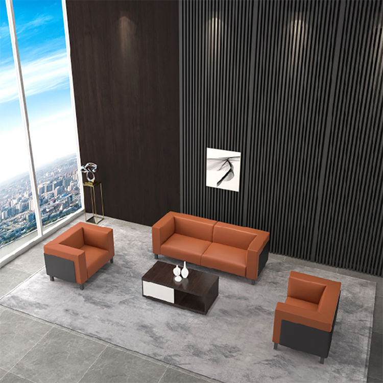 Office Sofa Leather Simple Modern Combination Set Business Conference Meeting Guest Reception Office Sofa Three Seats