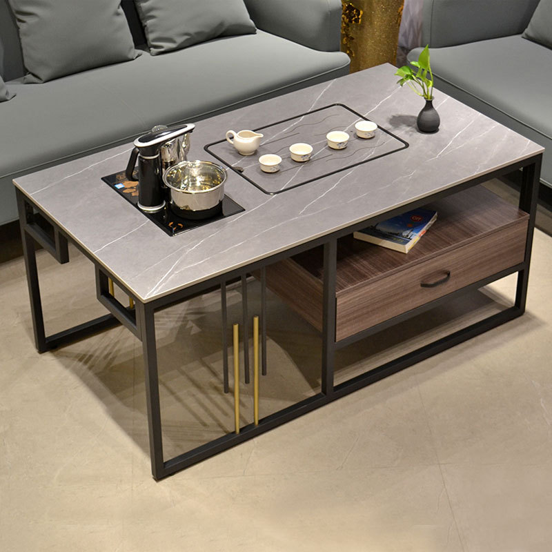 Tea table tea tea with boiling kettle integrated office in negotiation for tea set group modern rock plate Kung Fu small tea table tea table