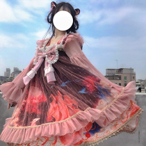 Positive card Lolita Chinese Wind All-suit Spring Girl Dress girl Liandress Loretta Handmaid Lolita Student Wonder Woman dress