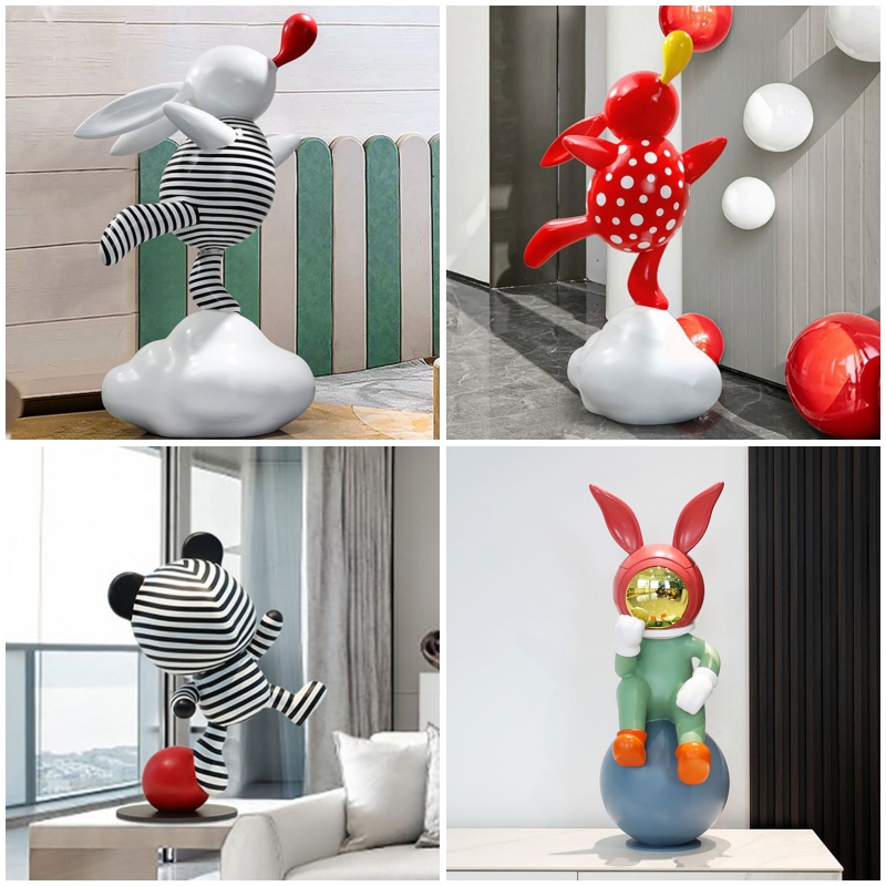 Cartoon Rabbit Sculpture Shopping Mall Window Holding Balloon Rabbit Ornaments Kindergarten Forest Lawn Landscape Decoration Gadgets Cartoon Rabbit Sculpture Shopping Mall Window Holding Balloon Rabbit Ornaments Kindergarten Forest Lawn Landscape Decoration Gadgets