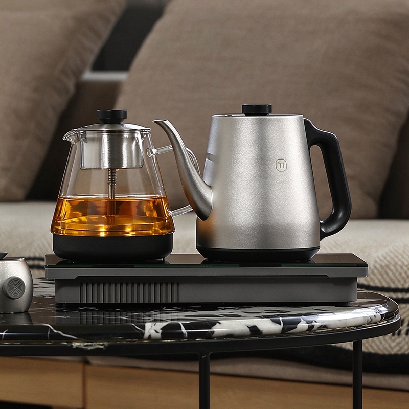 Jigu Pure Titanium Crystal Kettle with Automatic Double-Sided Water Filling, Constant Temperature, Integrated Tea Table for Brewing Tea