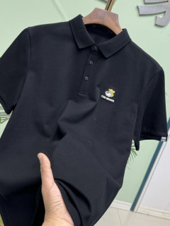 H home cabinet removal label summer men's pique cotton embroidered lapel short-sleeved polo shirt comfortable and breathable black t-shirt for men