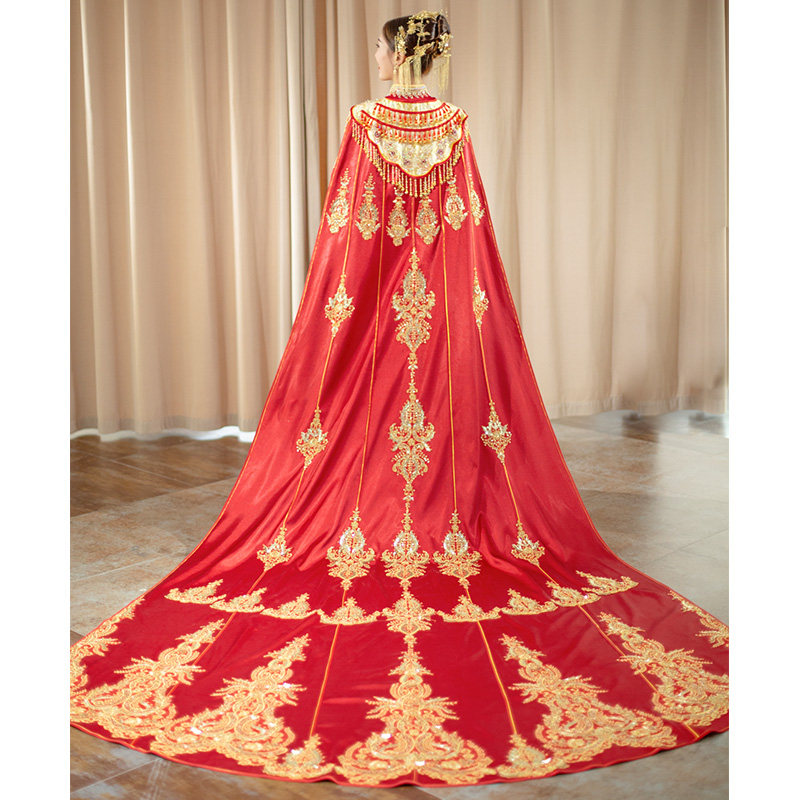 Xiuhe clothing phoenix crown xiapi big cloak 2021 new queen big tail wedding Chinese wedding shawl cloak autumn