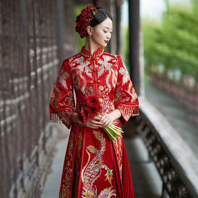 Show and dress bride 2021 new Chinese-style wedding dress Dragon Pineapple with a penthouse suit and a small sub-delight in summer-Taobao