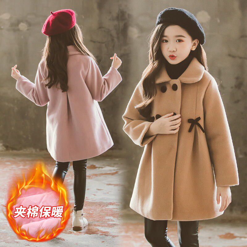 Girl's autumn and winter style CUHK children's bifacial hair The Korean version of the Han edition Fashion Children Thickened Hair Cotton Coat Jacket