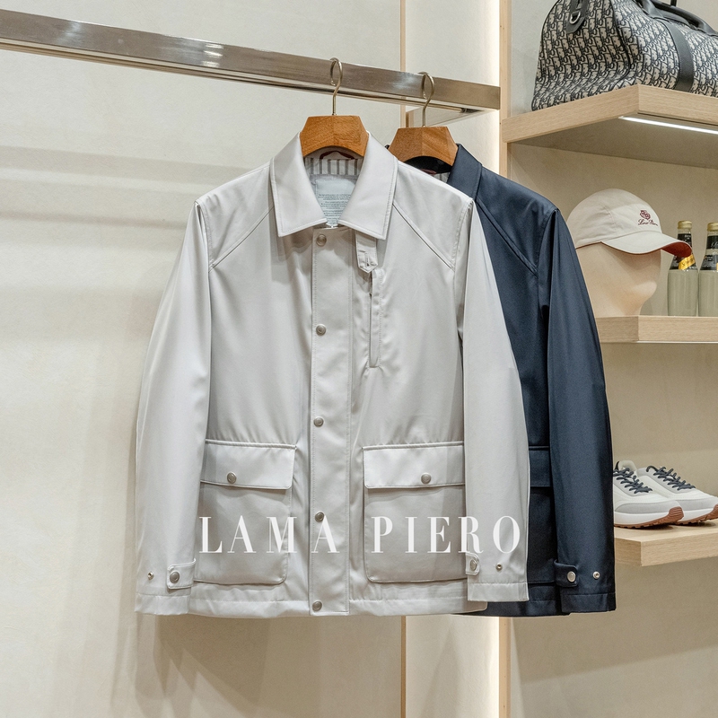 【Lama Piero】"Mulberry Silk Three-Proof Fabric" Bc&Fashion Traveler Men's Lapel Jacket