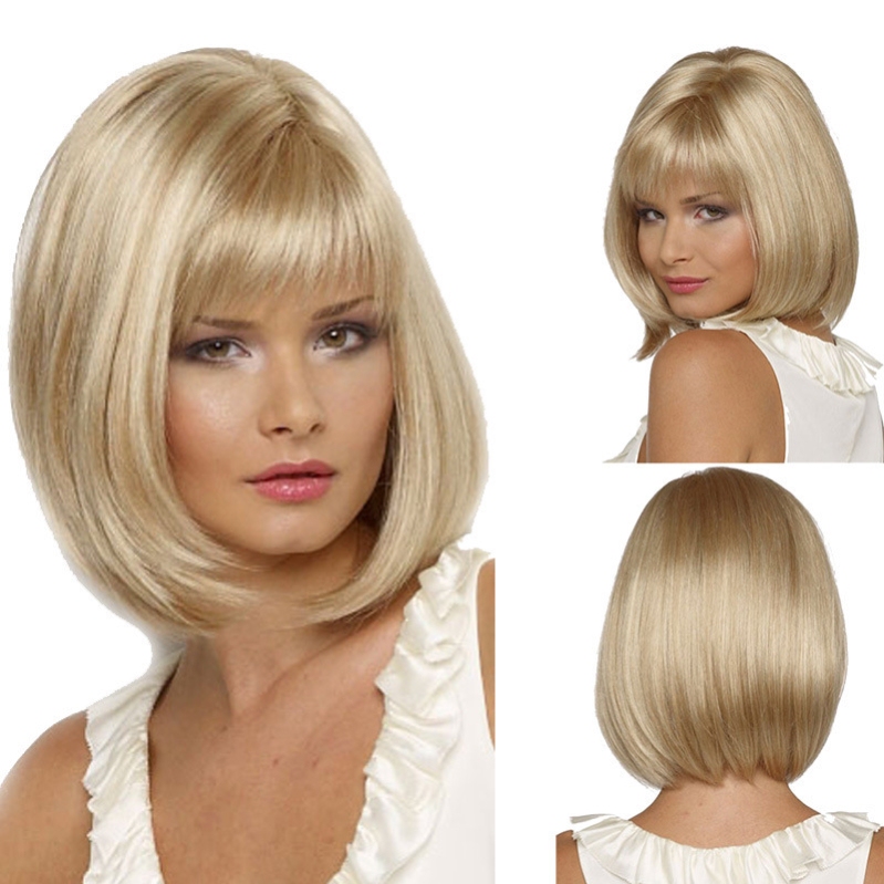 European and American Bobo Wig for Women, Short Straight Hair, Light Blonde, Aliexpress Amazon Fashion European and American African Wig Headgear