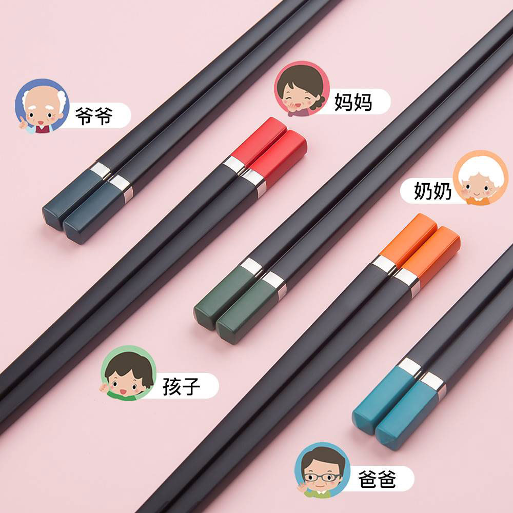 Deco-alloy chopsticks Home upscale High temperature resistant anti-slip and anti-mould Family Breakfast One chopstick light extravagant and high face value-Taobao