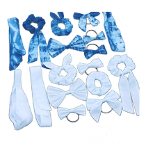 Tie-dyed hair rope pure cotton white embryo blue dyed fat intestine hair ring bow hairpin childrens handmade diy headdress streamer