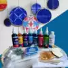 7 bamboo rings Tie-dye material pack diy cook-free student blue dye ring Wall decoration Hanging decoration set Corporate activities