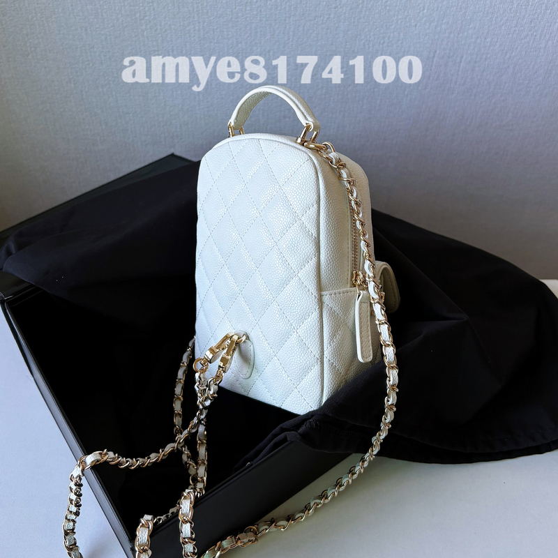 New 24C Mini Backpack, Mini Chanel-Style Quilted Chain Three-Way Bag, Double Shoulder Bag, Mini Single Shoulder Crossbody Bag