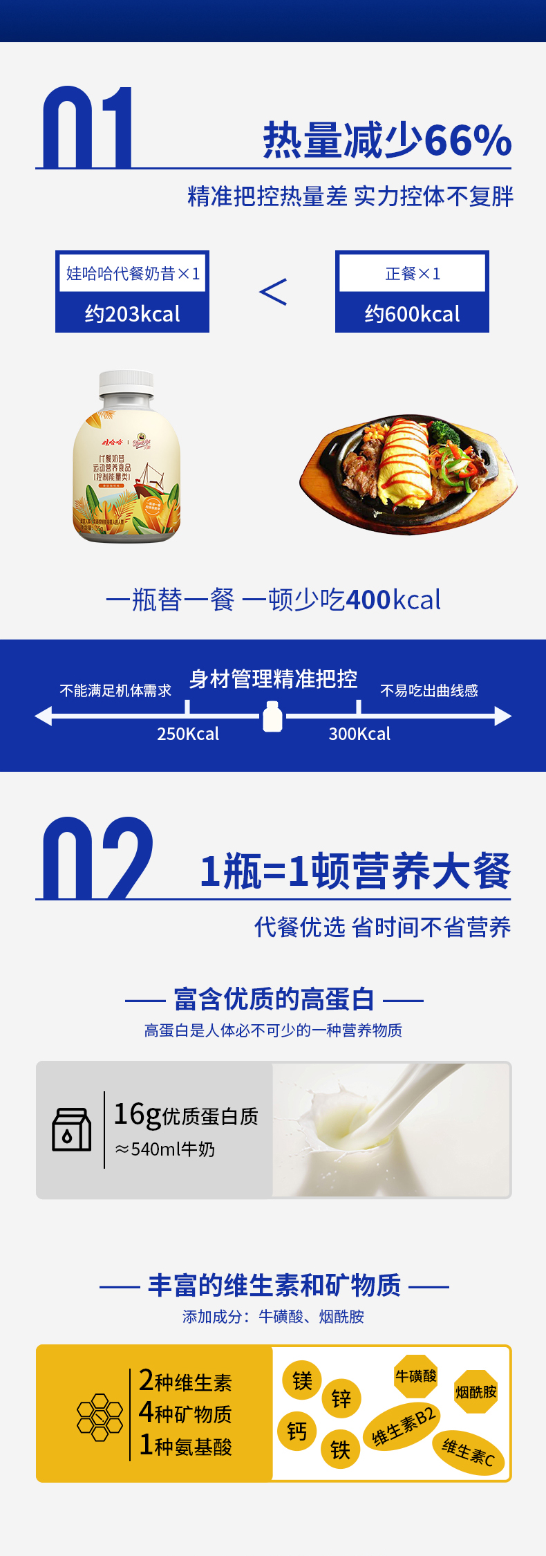 娃哈哈 悠简 拿铁咖啡味 复合蛋白维生素代餐奶昔 3瓶装 图2