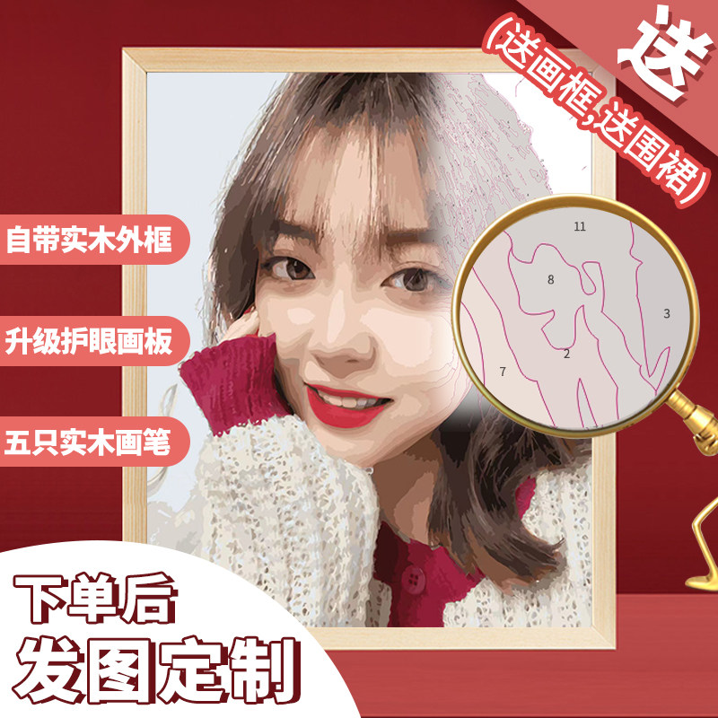 Photo custom diy digital oil painting handmade oil painting filling photo coloring walking heart gift decoration painting