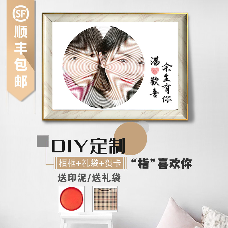 Spiral mosquito coil painting framed DIY custom photo creative hand-painted people painting to send girlfriend 520 Valentine's Day Tanabata gift