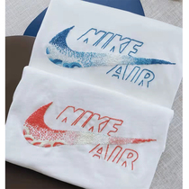 Li Ning Nike astronaut Sdic whale embroidered handmade diy material bag embroidered T-shirt for couples New Years Eve