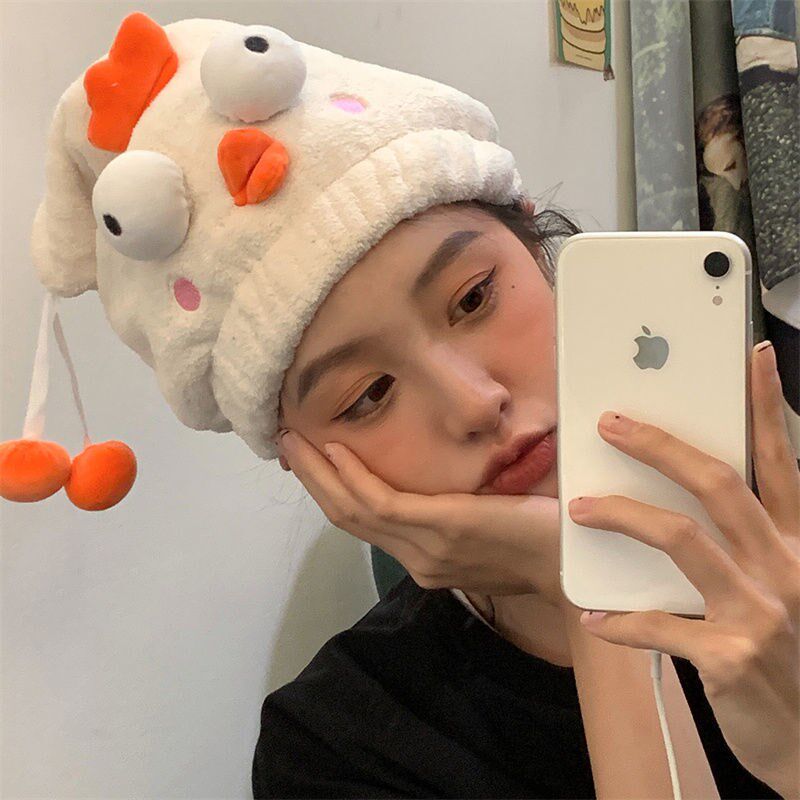 Screw up the little chicken super cute dry hair hat shampoo Suction Speed Dry Cleaner Hair Wrap Headscarf Girl Heart Bath Hat Dry Hair Towel