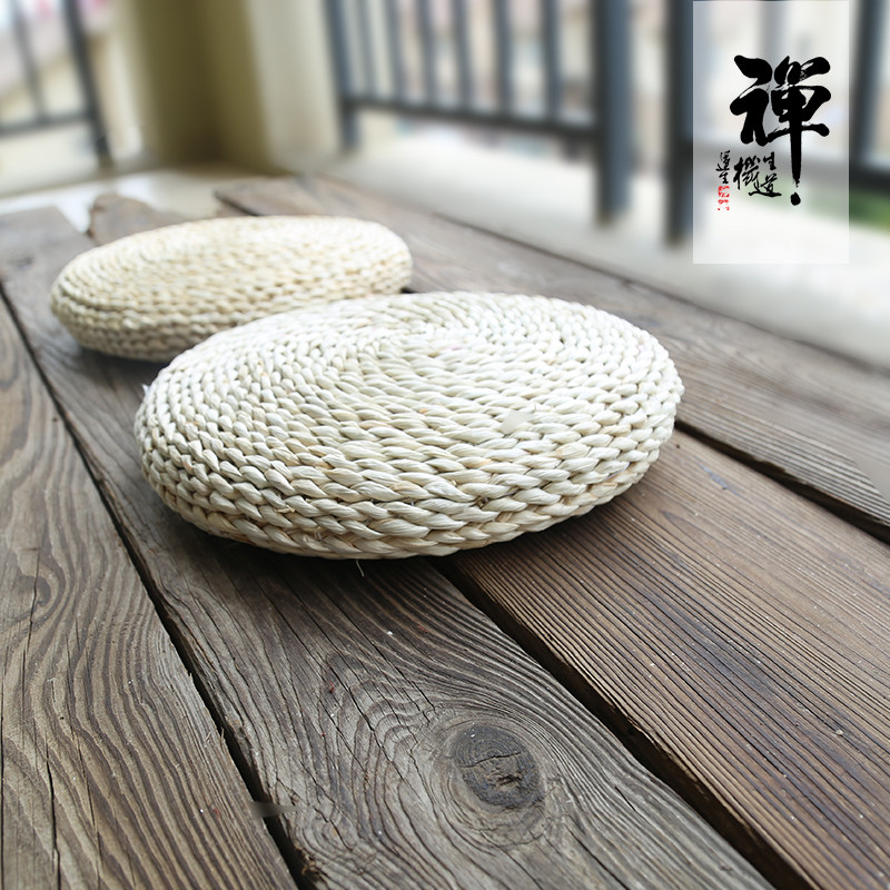 Japanese-style futon bay window cushion Buddhist hall Chinese learning kneeling meditation cushion natural corn husk tatami futon hip cushion