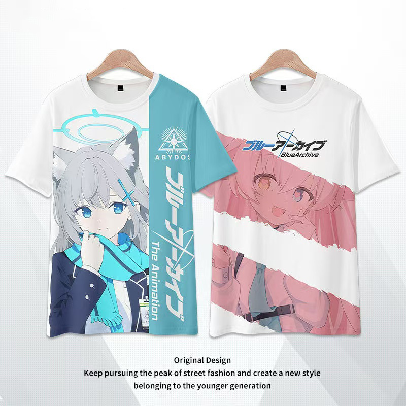 Summer Short-Sleeve T-Shirt for Men and Women, Azure Archive, Sand Wolf, White Son, Anime Cosplay Costume