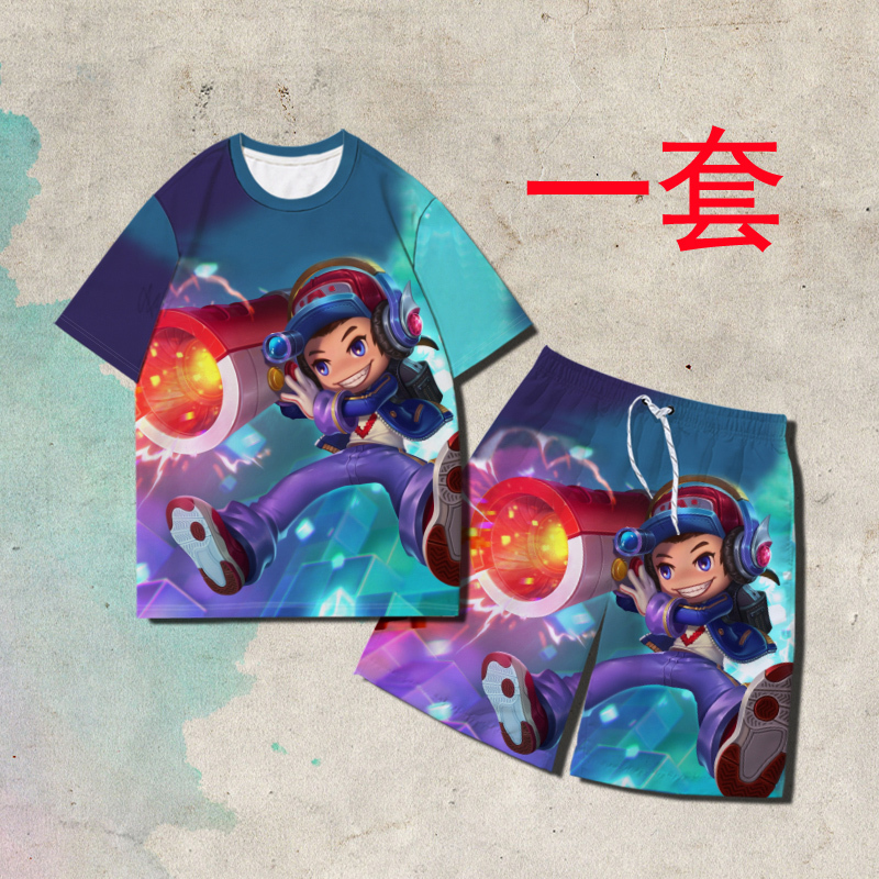 Honor of Kings T-Shirt Children's Summer Short-Sleeve Set Luban No. 7 Video Game Boy Supreme Treasure Clothing Merchandise for Boys
