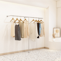 Upper wall floor rack womens clothing store popular clothes rack stainless steel brushed silver clothing display rack Wall hanger