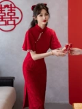 Красное вечернее платье, ципао, осеннее, китайский стиль, подходит для подростков, изысканный стиль