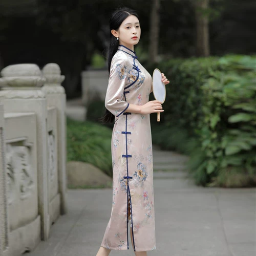 Осеннее легкое ретро длинное элитное элегантное ципао, 2023 года