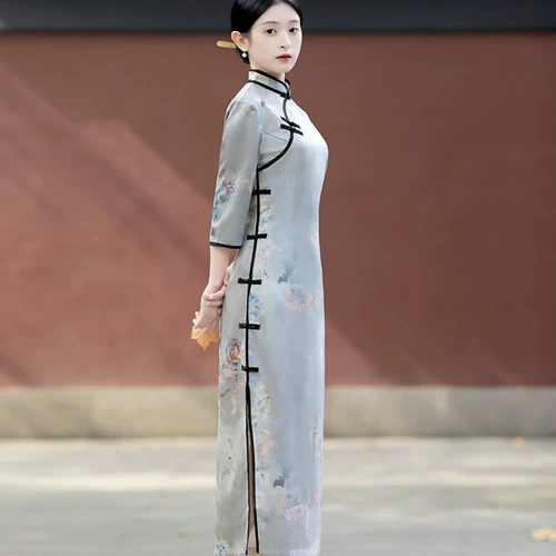 Осеннее легкое ретро длинное элитное элегантное ципао, 2023 года