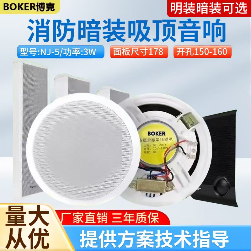 3-6W Ceiling-Mounted Speaker with Capacitor, Surface-Mounted or Concealed Installation, Fire Alarm Speaker, Wall-Mounted, for Shopping Malls, Factories, Fire-Fighting Public Address System