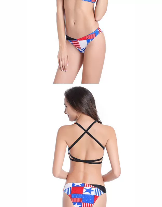 2018 mới chia tay áo tắm nữ ngực nhỏ thu thập hoa văn trở lại gợi cảm bikini ba điểm bikini áo tắm áo bơi cho người béo