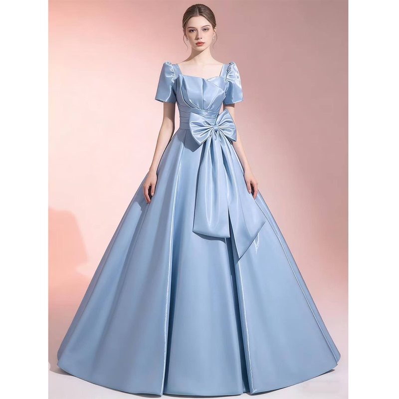 Blue Graduation Host Evening Dress, High-End Light Luxury Niche 18-Year-Old Coming-Of-Age Ceremony Elegant Student Banquet Long Dress