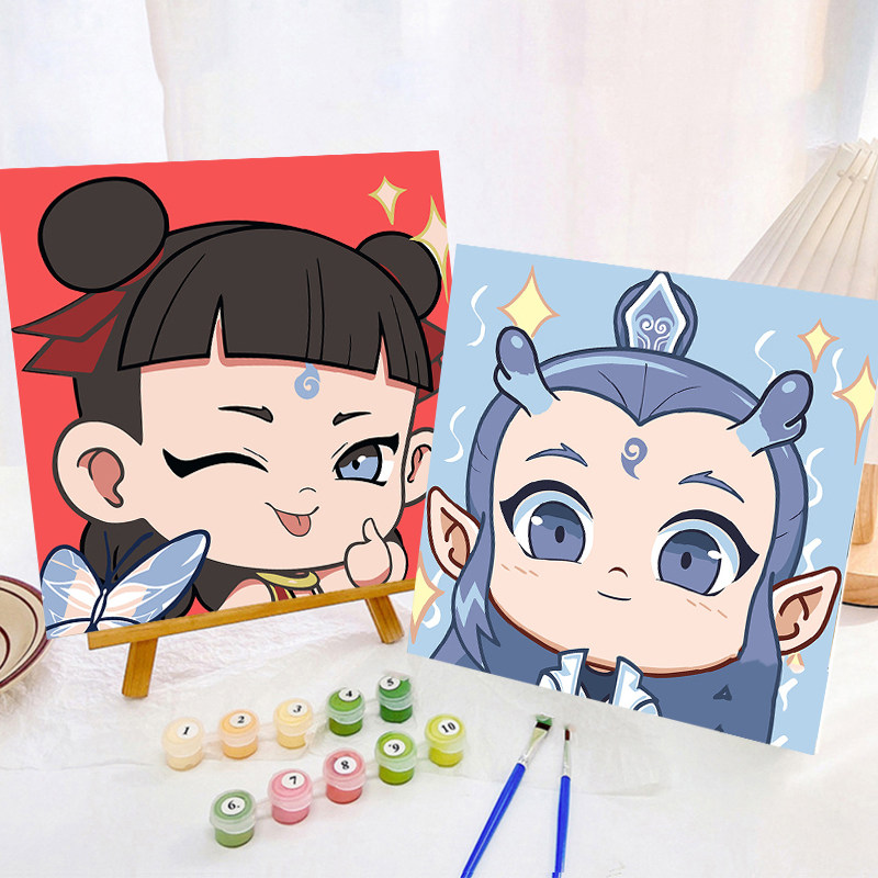 哪吒闹海！儿童DIY动漫数字油画，打造你的专属艺术作品🎨！-DIY-淘宝好物网