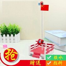 Scrap makes use of hand to make finished product flag lifting table children model diy tech small making small inventive material