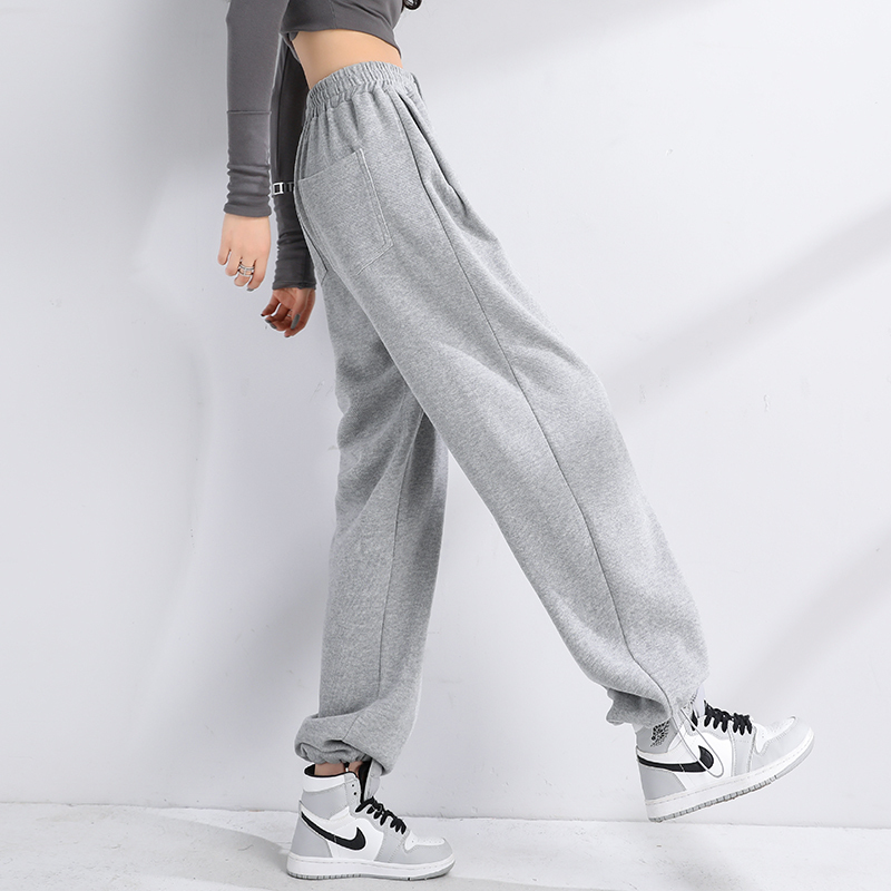 Gray Sweatpants Women's Autumn and Winter Extended Leggings Drawstring Tall Sweatpants 2024 Versatile Loose Casual Pants