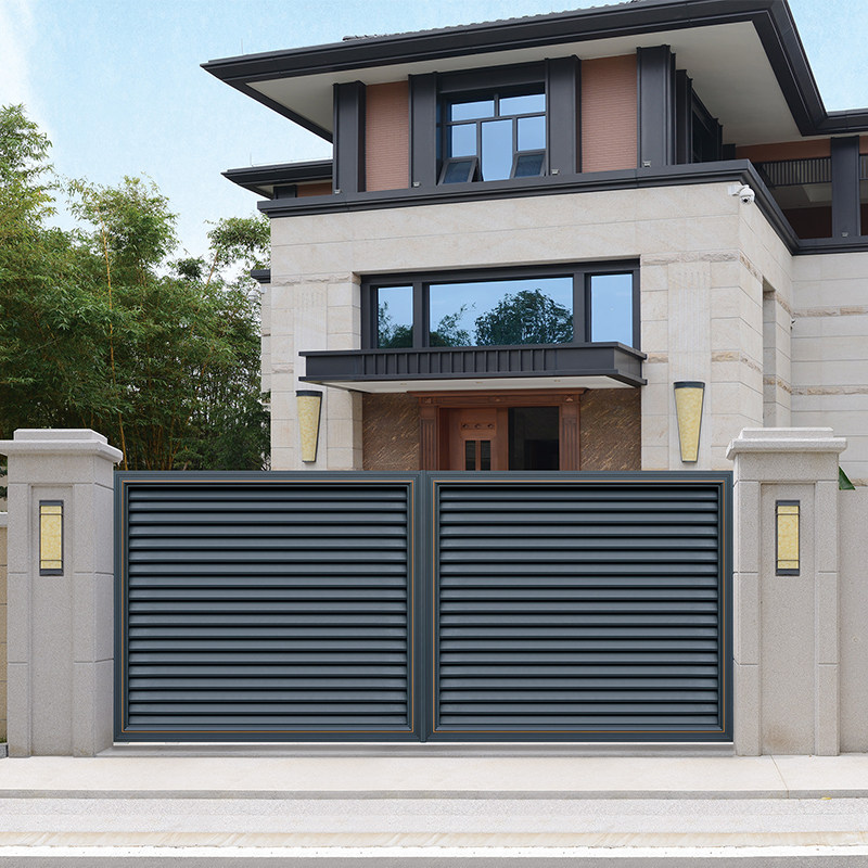 Modern light luxury villa door opposite door aluminum alloy Chinese courtyard door courtyard fence electric translation double door
