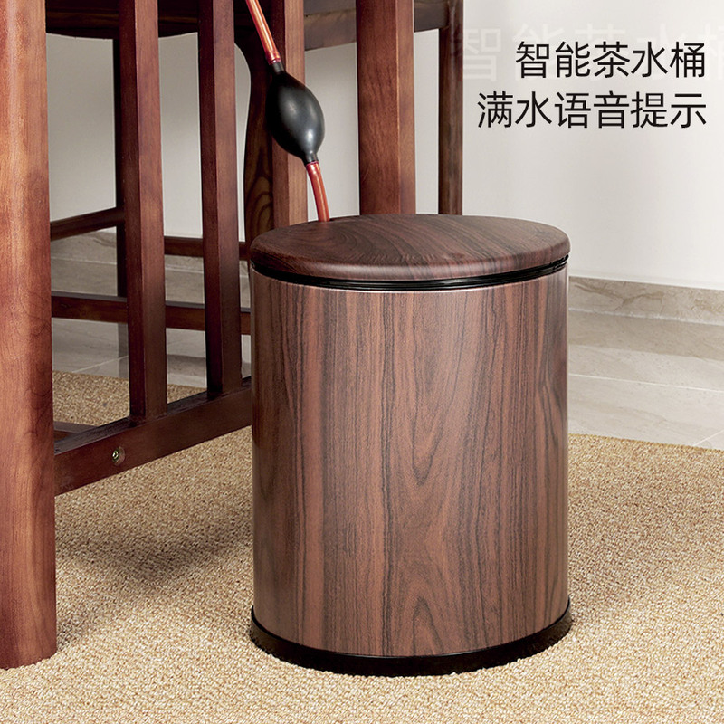Intelligent Voice-Controlled Tea Bucket, Tea Waste Bucket, Under-Table Water Collection Bucket, Dry and Wet Separation, Large-Capacity Tea Table Dedicated Waste Water Bucket