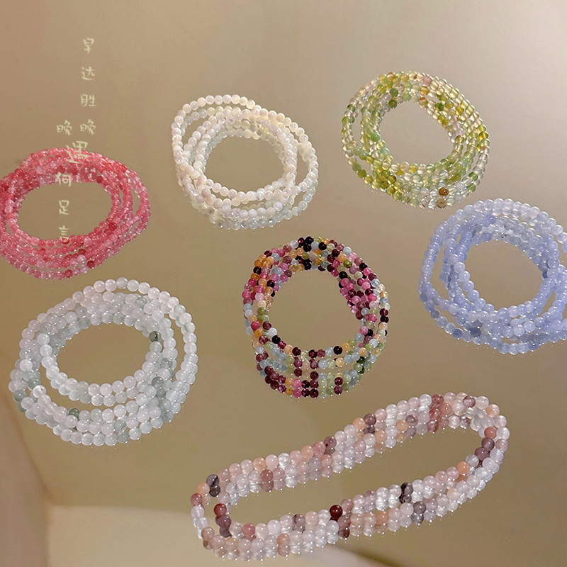 Natural Stone Beaded Stacked Bracelets for Women, Niche Style for Girlfriends, Multi-Circle Winding Bracelets, High-Value Student Party Jewelry