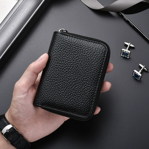 Кожаный антимагнитный маленький картхолдер, ультратонкие вместительные и большые карточки, анти-кража