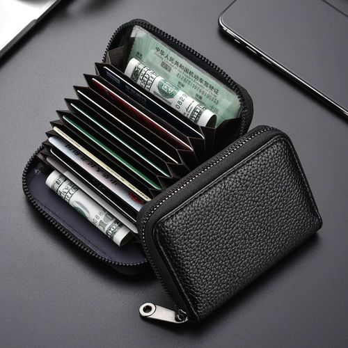 Кожаный антимагнитный маленький картхолдер, ультратонкие вместительные и большые карточки, анти-кража