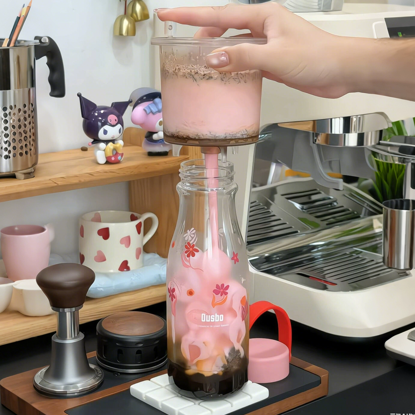 Элегантная чашка Hello Kitty, пластиковый вкладыш, кухонная упаковка, заваривание чая, кофе, сок pressing/фильтр, сито для чая, разделение воды, чайный набор