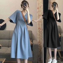 Pregnancy Woman Dress Summer Dress Dress dress Large code Fashion style European and American Wind Long dress net Red suit Summer Tide Children Summer Tide