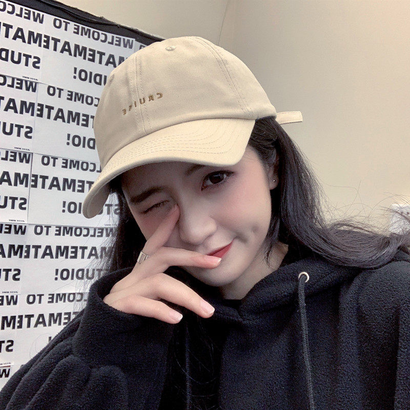 Round Face Suitable Hat Winter Black Woman Summer Cool Sweatshirt Wearing Spring Autumn Female Duck Tongue Cap Baseball Cap White Beige