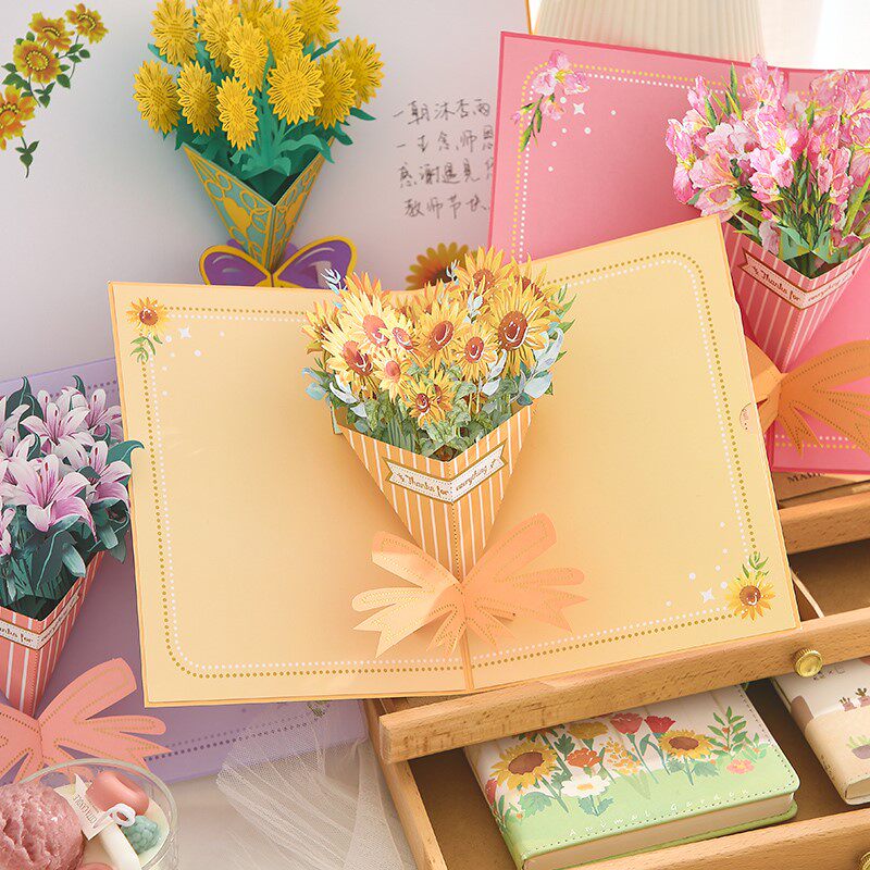 Teacher's Day Gift Diy Kindergarten Cards 3D Solid delivery of female teachers Handmade Sheeers Small Gift Birthday Cards