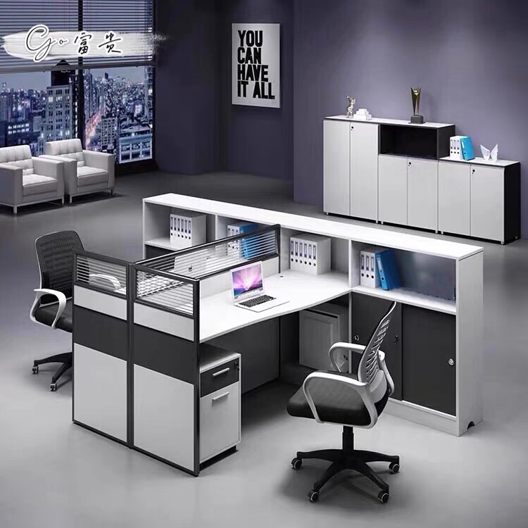Staff table spot staff office finance desk and chair combination glass screen baffle single seat with cabinet storage