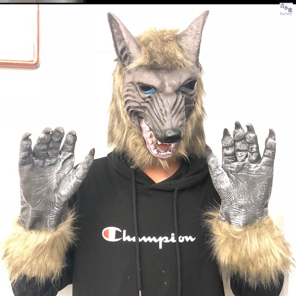 Wolf Hood Halloween Terror Scary Ghost Face Wolverine Headgear Stage Props Children Wolf Mask Wolf head suit mask