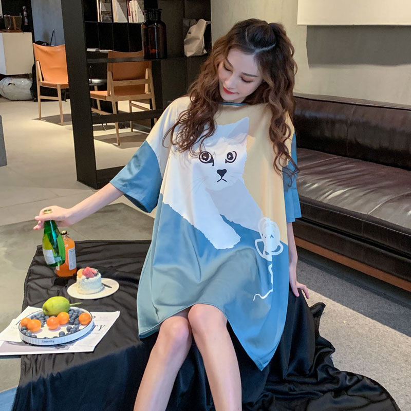 Sleeping Dress Woman 2021 New Sleepwear Women's Summer Ice Silk Thin silk Home Clothing Two Style Suit Net Reddits