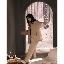 Coral Suede Pajamas Woman Autumn Winter Triple Clip Cotton Warm Thicken Plus Suede Flannel Sumpsuit Winter Style Suit